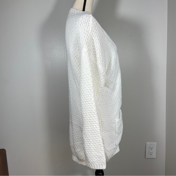 Grecerelle Ivory White Cable Knit Open Front Long Sleeve Cardigan Sweater XL - Picture 10 of 11
